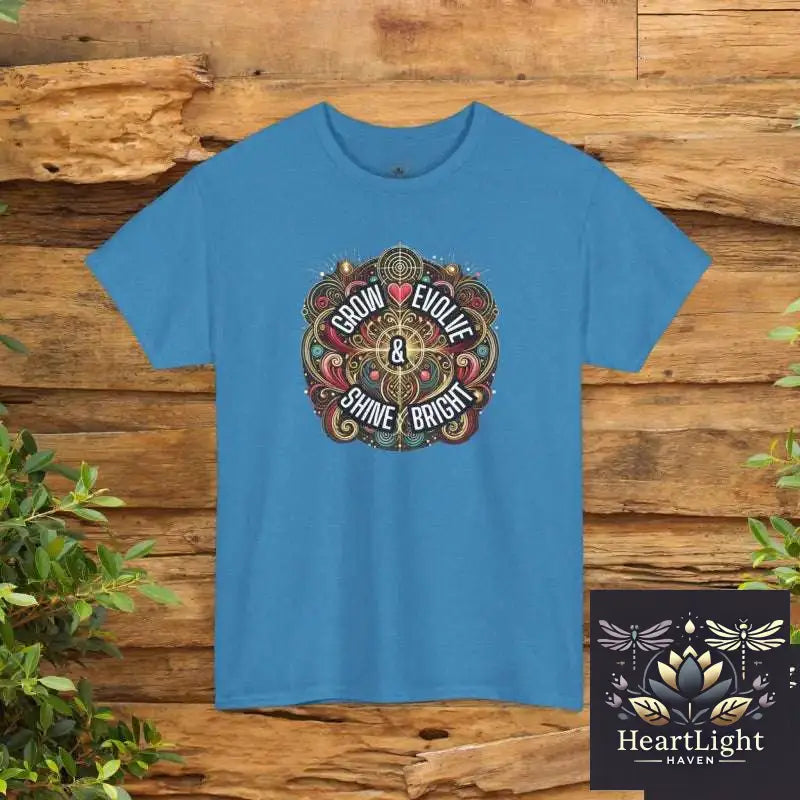 Empowering Personal Growth T-Shirt: Inspirational Apparel for Mindset & Motivation | Meaningful Gift - Heather Sapphire