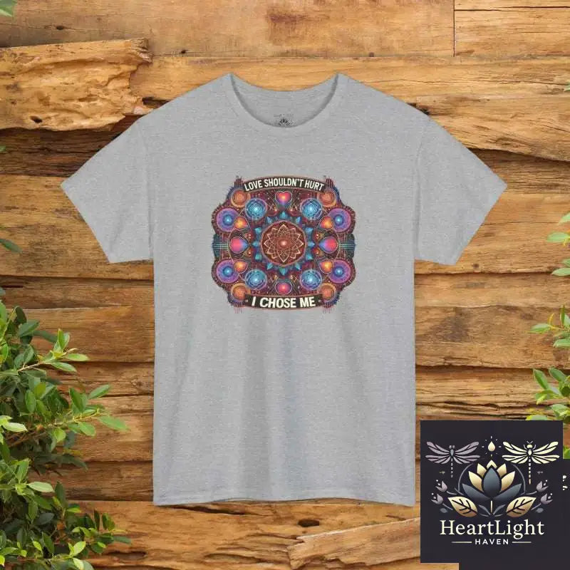 Colorful Mandala Love Unisex Heavy Cotton Tee Motivational Graphic Shirt Self-Love Top Gift for Her Everyday Casual