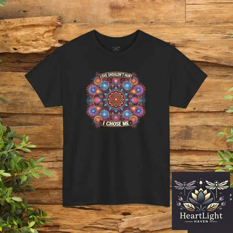 Colorful Mandala Love Unisex Heavy Cotton Tee Motivational Graphic Shirt Self-Love Top Gift for Her Everyday Casual