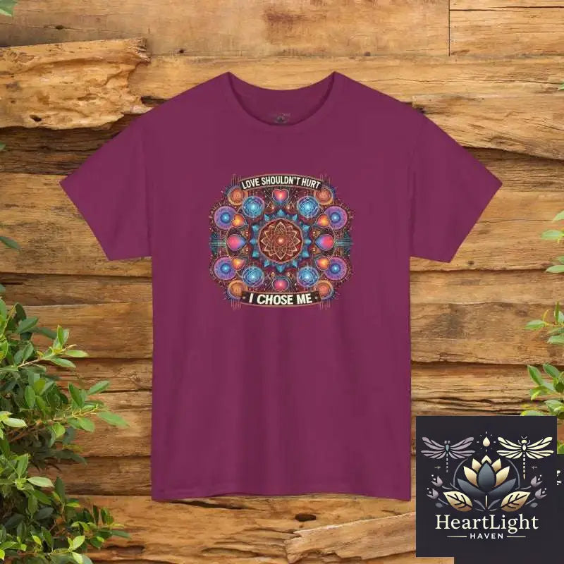 Colorful Mandala Love Unisex Heavy Cotton Tee Motivational Graphic Shirt Self-Love Top Gift for Her Everyday Casual