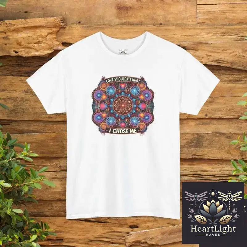 Colorful Mandala Love Unisex Heavy Cotton Tee Motivational Graphic Shirt Self-Love Top Gift for Her Everyday Casual