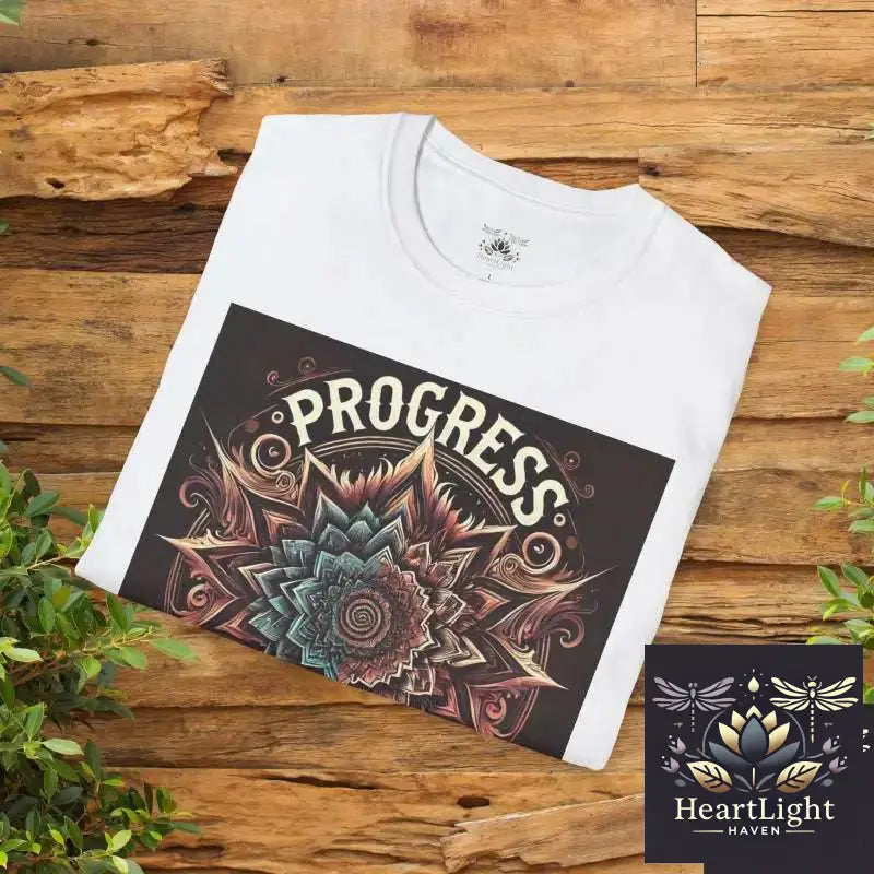 Inspirational Mandala T-Shirt: Progress Over Perfection - Unisex Empowering Graphic Tee - T-Shirt