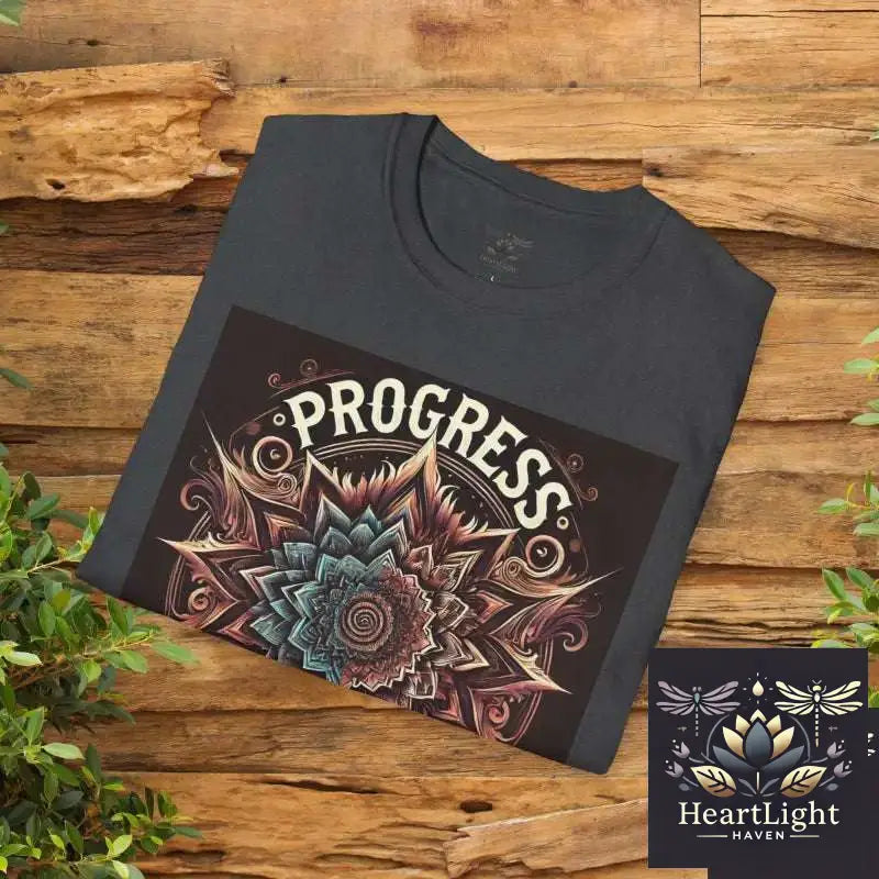 Inspirational Mandala T-Shirt: Progress Over Perfection - Unisex Empowering Graphic Tee - T-Shirt