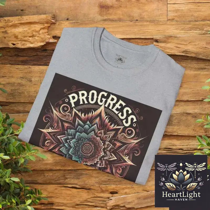 Inspirational Mandala T-Shirt: Progress Over Perfection - Unisex Empowering Graphic Tee - T-Shirt