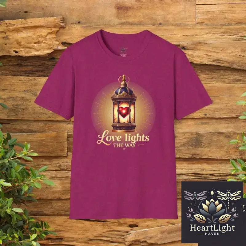 Illuminated Love Lantern T-Shirt Inspirational Gift Vintage Style Tee Perfect for Valentine’s Day Cozy Casual Wear - S