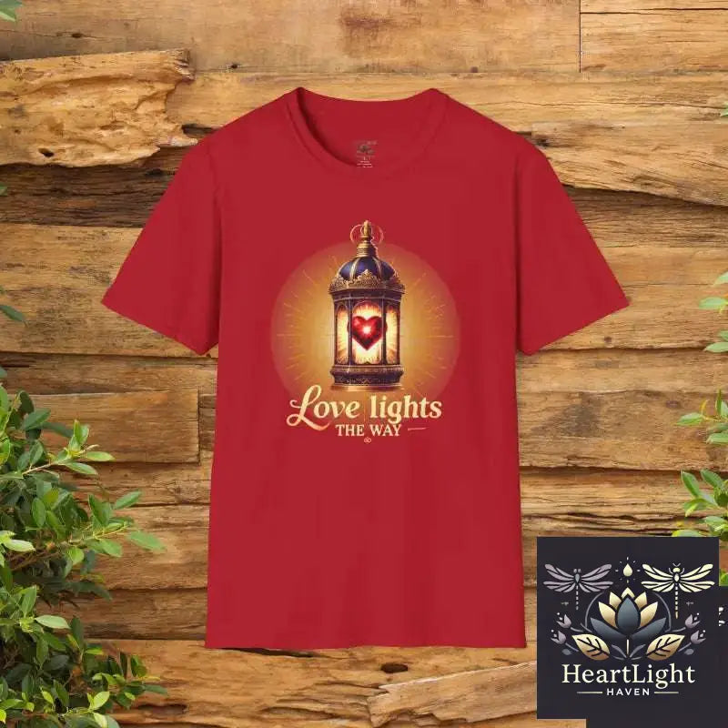 Illuminated Love Lantern T-Shirt Inspirational Gift Vintage Style Tee Perfect for Valentine’s Day Cozy Casual Wear - S