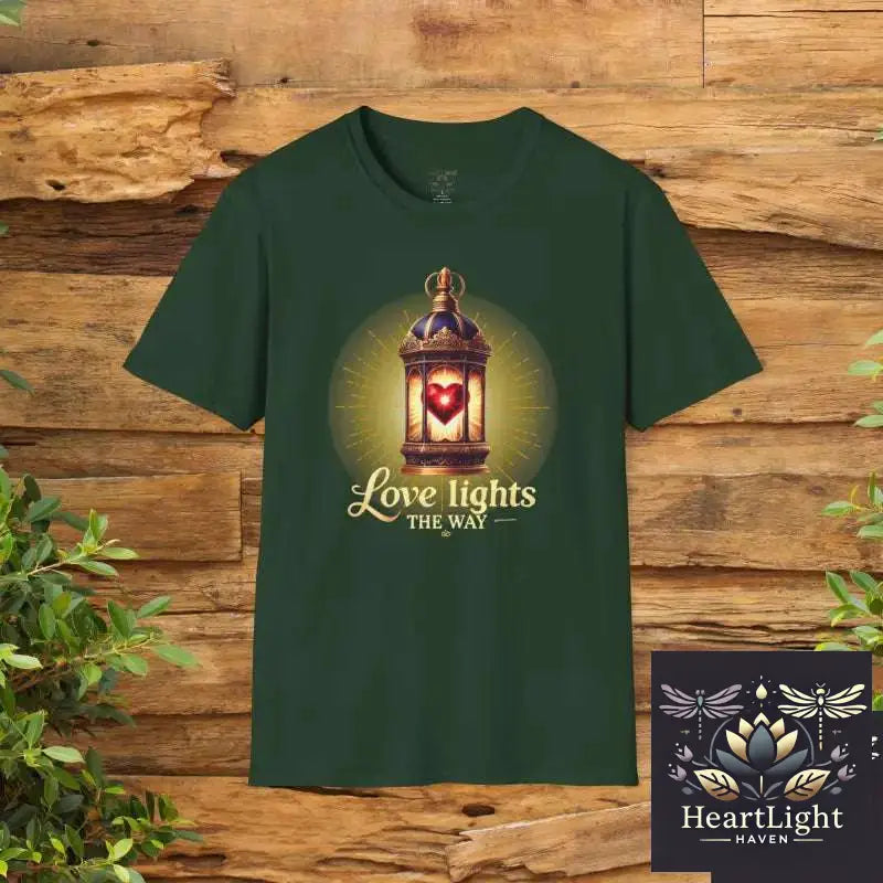 Illuminated Love Lantern T-Shirt Inspirational Gift Vintage Style Tee Perfect for Valentine’s Day Cozy Casual Wear - S