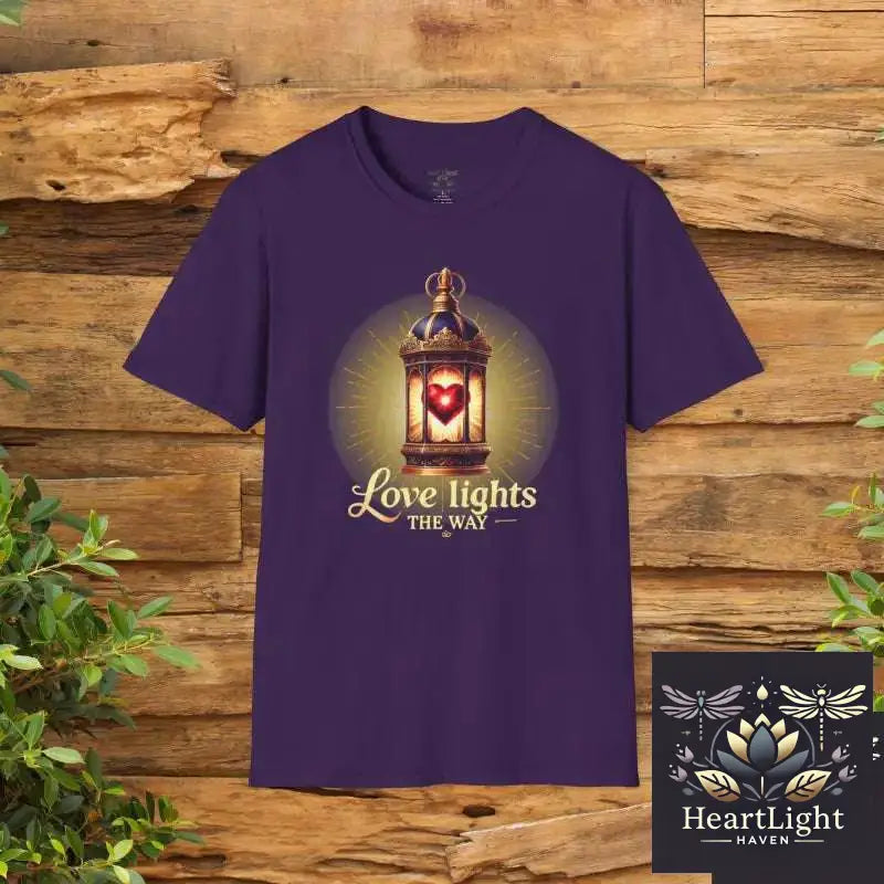 Illuminated Love Lantern T-Shirt Inspirational Gift Vintage Style Tee Perfect for Valentine’s Day Cozy Casual Wear - S