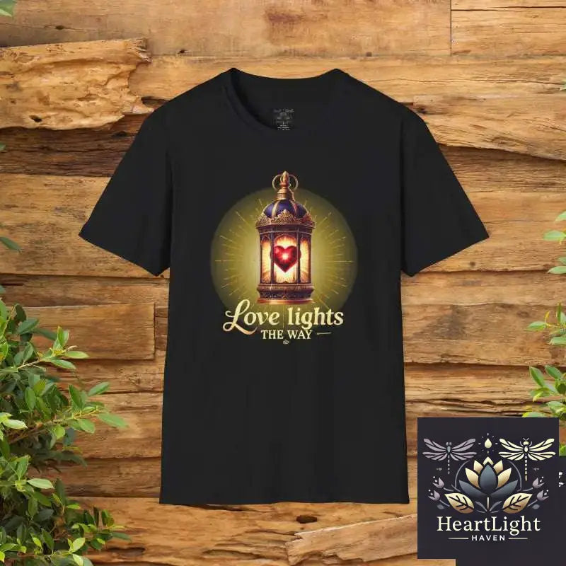 Illuminated Love Lantern T-Shirt Inspirational Gift Vintage Style Tee Perfect for Valentine’s Day Cozy Casual Wear - XS