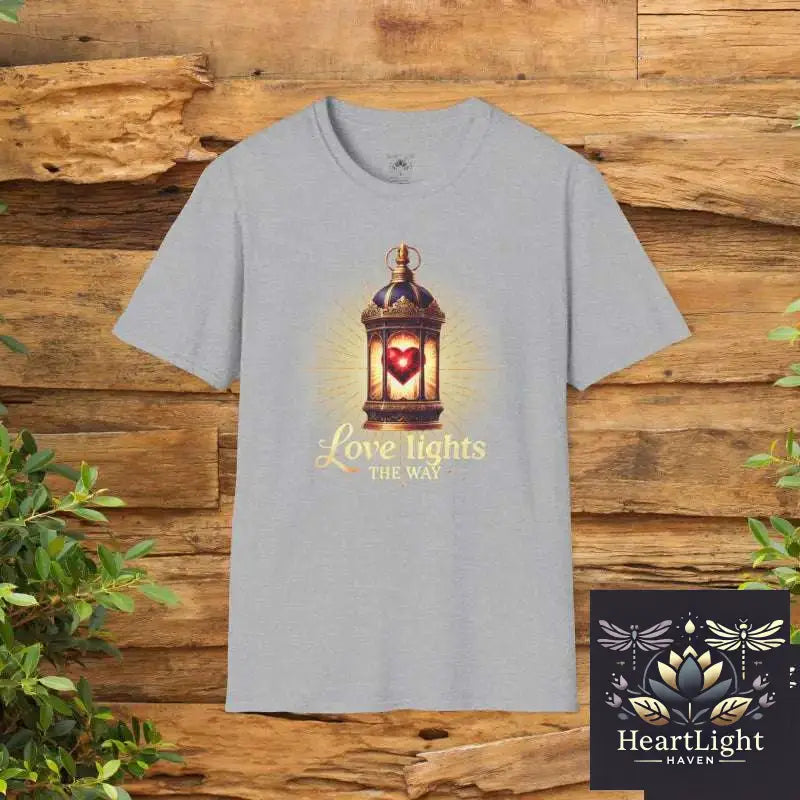 Illuminated Love Lantern T-Shirt Inspirational Gift Vintage Style Tee Perfect for Valentine’s Day Cozy Casual Wear - XS