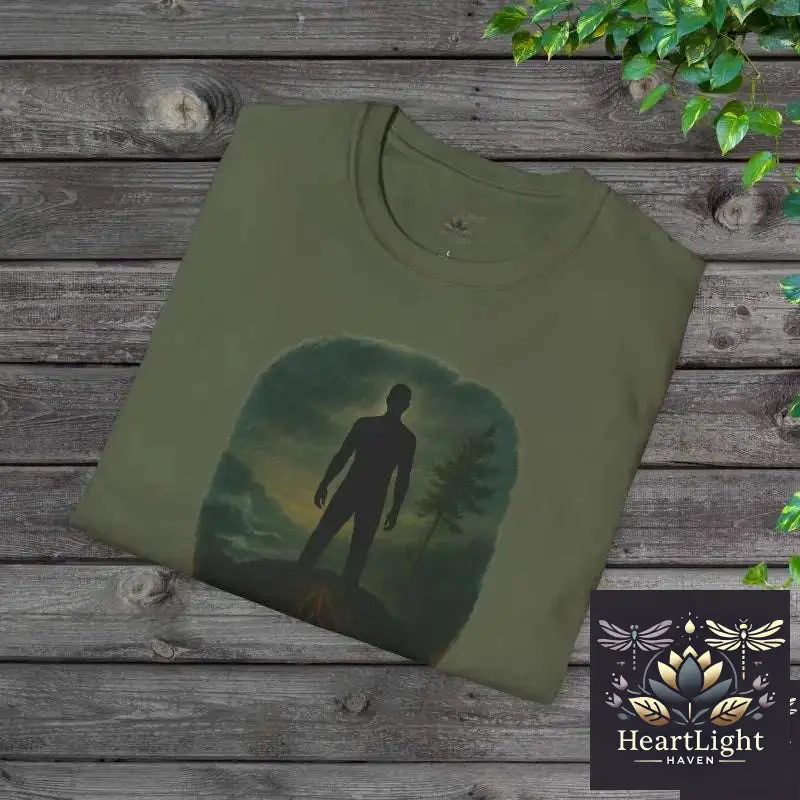 In Stillness Power Grows Roots – Unisex Mindfulness T-Shirt | Inner Strength & Grounding Apparel - T-Shirt