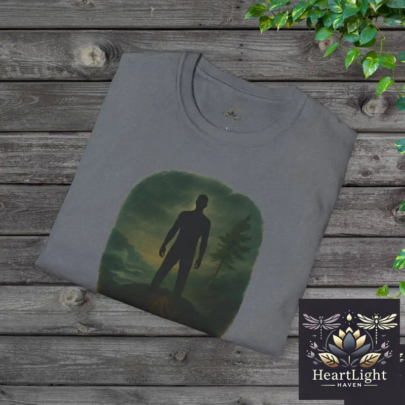 In Stillness Power Grows Roots – Unisex Mindfulness T-Shirt | Inner Strength & Grounding Apparel - T-Shirt