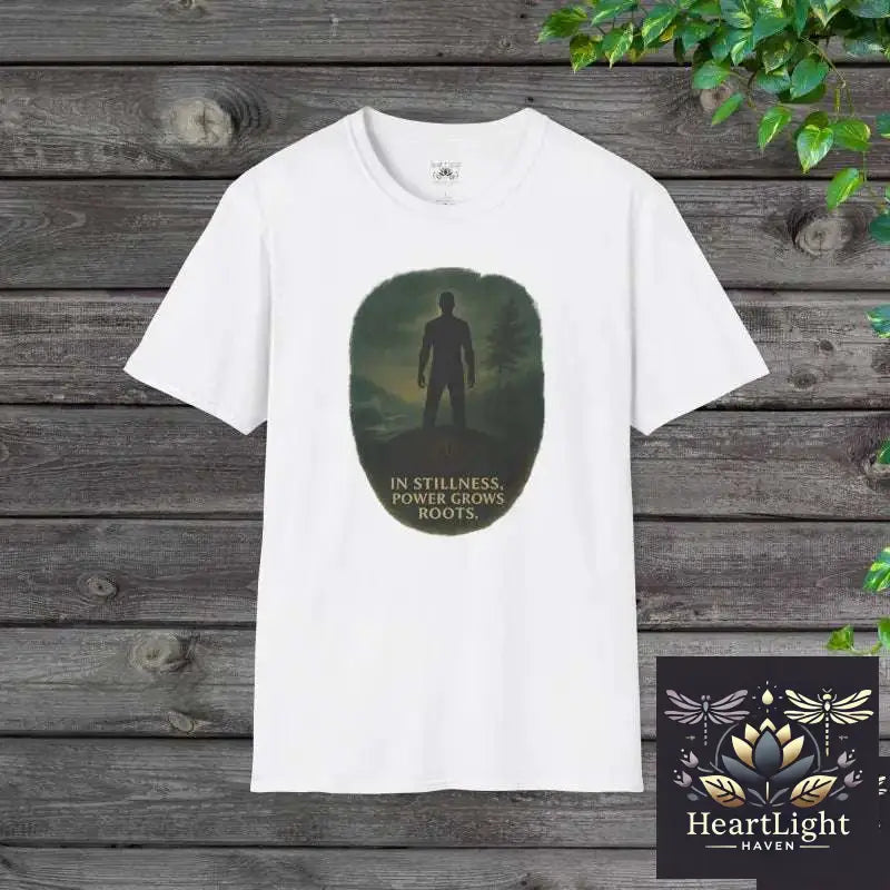 In Stillness Power Grows Roots – Unisex Mindfulness T-Shirt | Inner Strength & Grounding Apparel - XS / White - T-Shirt