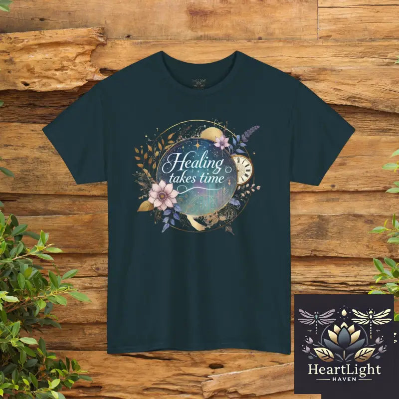 Inspirational T-Shirt Healing Takes Time Unisex Cotton Tee Wellness Gift Motivational Apparel Self-Care Reminder