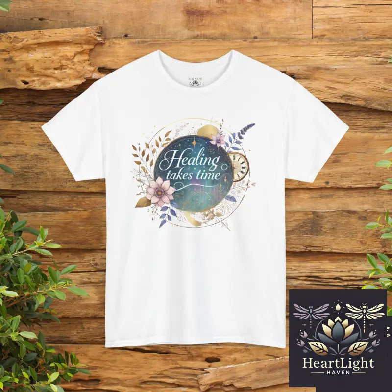 Inspirational T-Shirt Healing Takes Time Unisex Cotton Tee Wellness Gift Motivational Apparel Self-Care Reminder