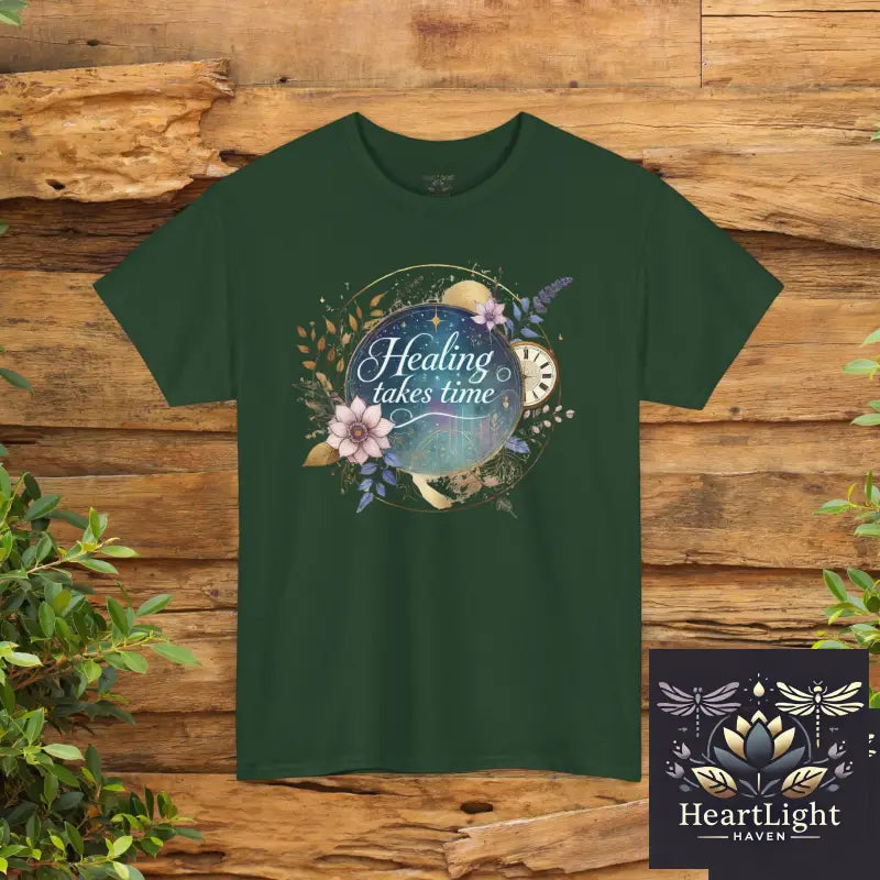 Inspirational T-Shirt Healing Takes Time Unisex Cotton Tee Wellness Gift Motivational Apparel Self-Care Reminder
