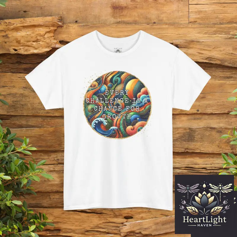 Inspirational Unisex Heavy Cotton Tee - ’Every Challenge Is an Opportunity for Growth’ - Motivational Shirt