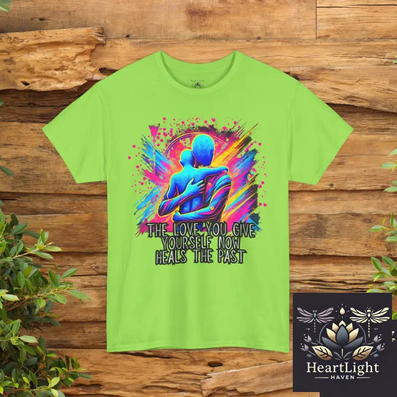Inspirational Unisex Tee - ’The Love You Give’ Artwear Motivational Shirt Self-Care Gift Unisex Heavy Cotton Tee - Neon