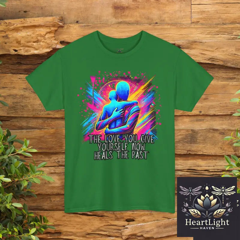 Inspirational Unisex Tee - ’The Love You Give’ Artwear Motivational Shirt Self-Care Gift Unisex Heavy Cotton Tee - Turf