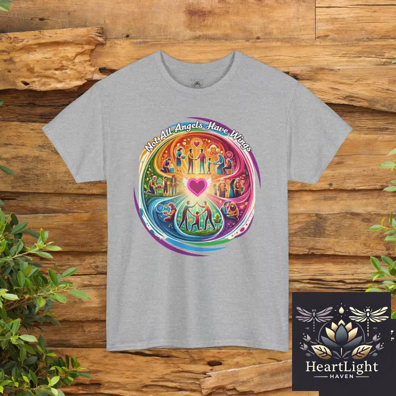 Inspiring Kindness Heavy Cotton Tee-Not All Angels Wear Wings Design Perfect for Gift Casual Wear Pride Spirituality