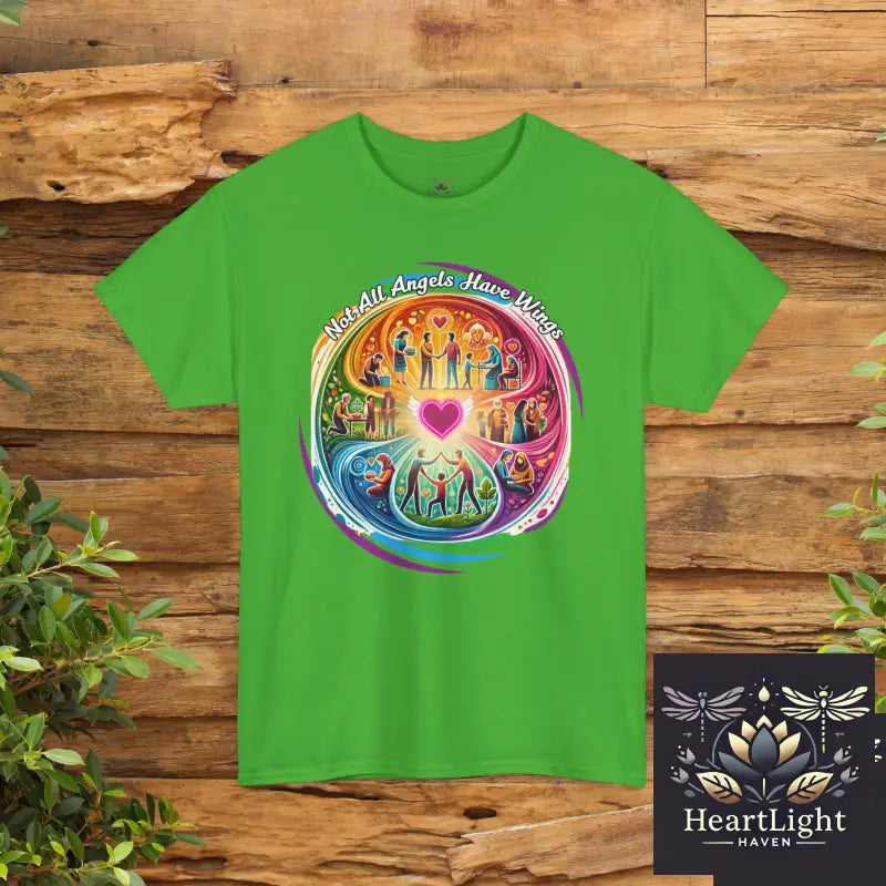 Inspiring Kindness Heavy Cotton Tee-Not All Angels Wear Wings Design Perfect for Gift Casual Wear Pride Spirituality