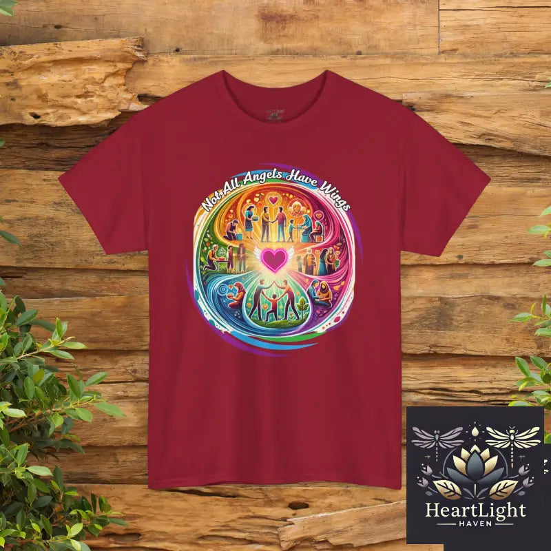 Inspiring Kindness Heavy Cotton Tee-Not All Angels Wear Wings Design Perfect for Gift Casual Wear Pride Spirituality