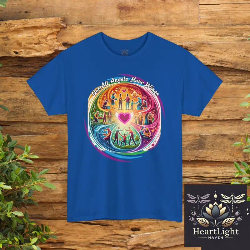 Inspiring Kindness Heavy Cotton Tee-Not All Angels Wear Wings Design Perfect for Gift Casual Wear Pride Spirituality