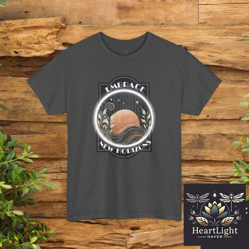 Inspiring Personal Growth T-Shirt: Embrace New Horizons - Motivational Apparel for Self-Empowerment - Dark Heather / S