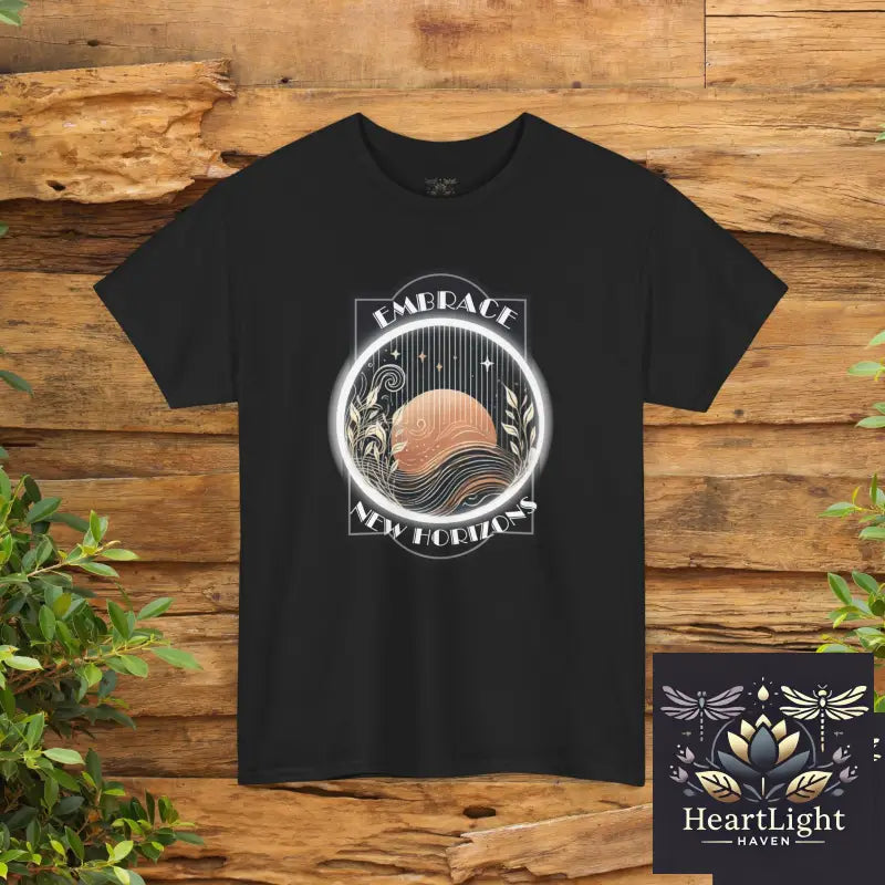 Inspiring Personal Growth T-Shirt: Embrace New Horizons - Motivational Apparel for Self-Empowerment - Black / S
