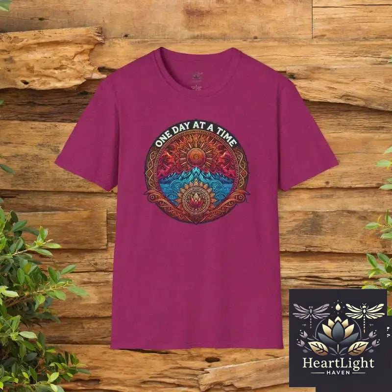 One Day at a Time T-Shirt Mandala Design Apparel Motivational Tee Gift for Mindfulness Casual Wear Spiritual Clothing