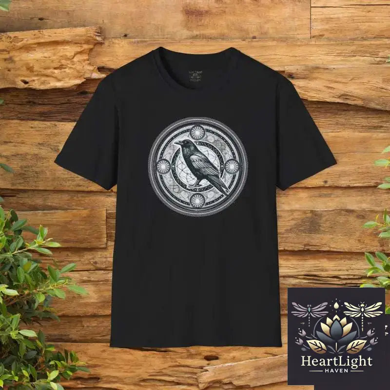 Mystical Raven Mandala Unisex T-Shirt: Embrace Spiritual Transformation & Soulful Fashion - S / Black - T-Shirt