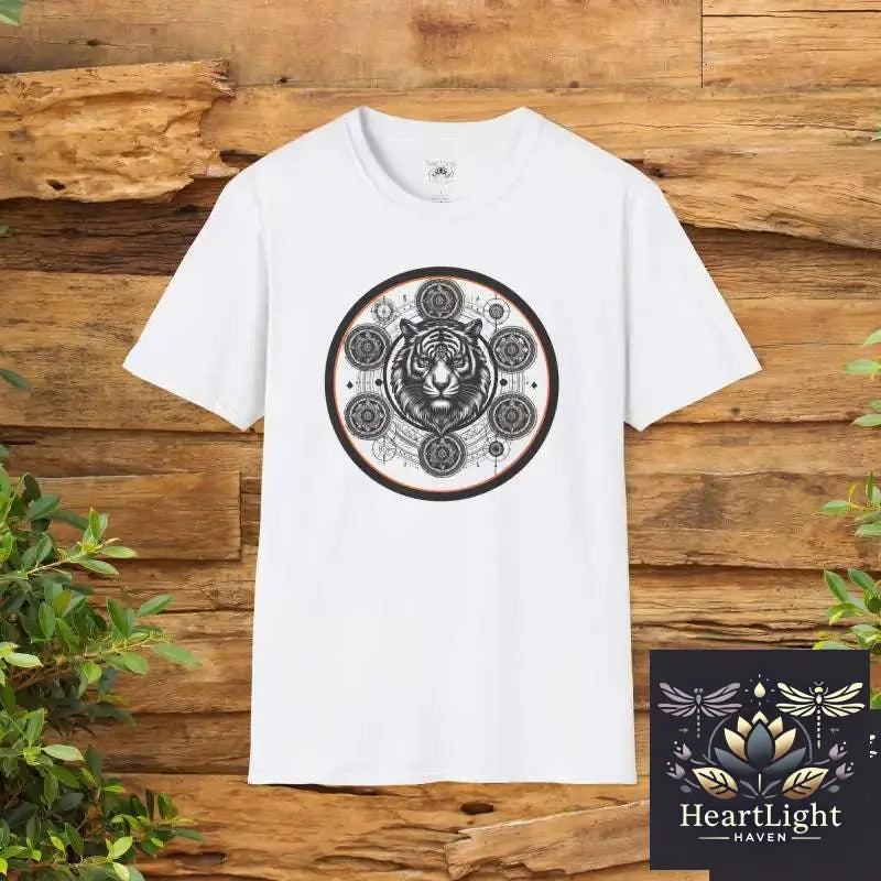 Mystical Tiger Mandala Unisex T-Shirt: Boho Spirit Animal Graphic Tee for Men & Women - XS / White - T-Shirt