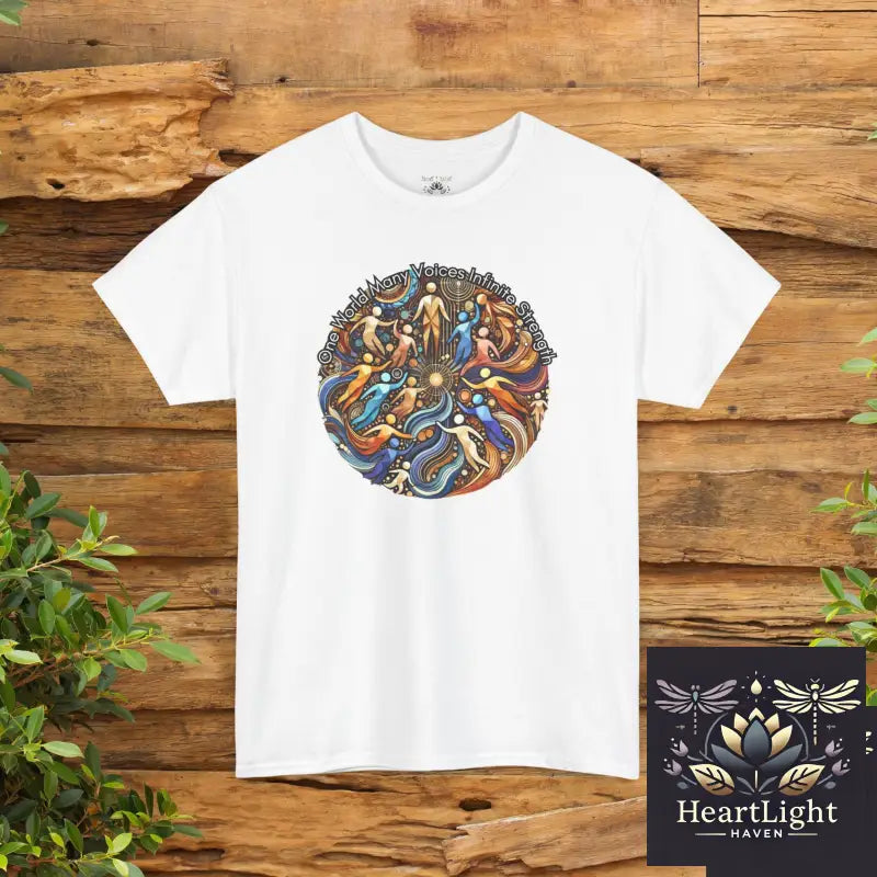 One World Many Voices Unisex Heavy Cotton Tee – Strength in Unity Celebrate Diversity Unity; Strength in Style - White