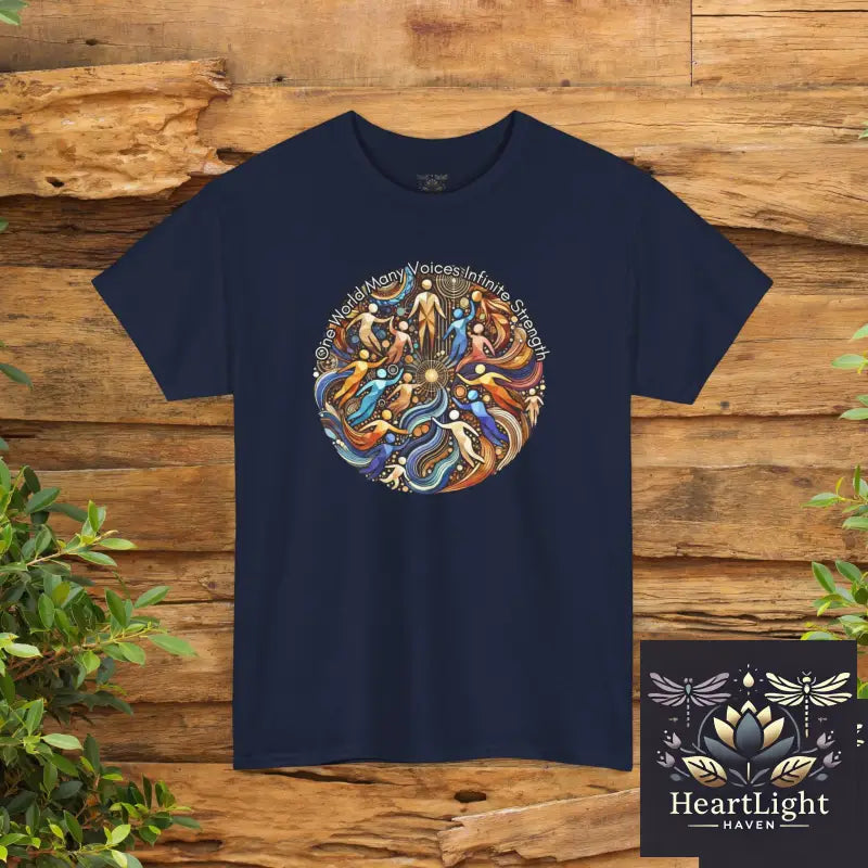 One World Many Voices Unisex Heavy Cotton Tee – Strength in Unity Celebrate Diversity Unity; Strength in Style - Navy