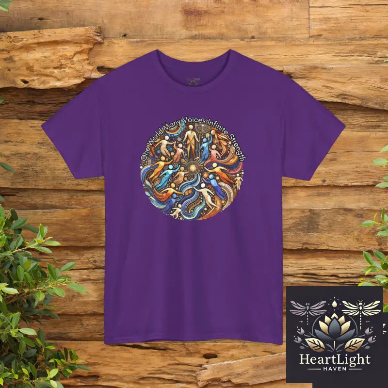 One World Many Voices Unisex Heavy Cotton Tee – Strength in Unity Celebrate Diversity Unity; Strength in Style - Purple