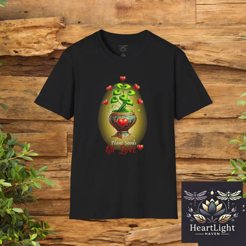 Plant Seeds of Love T-Shirt Unisex Softstyle Tee Gardening Gift Heart Design Shirt Eco-friendly Fashion Romantic