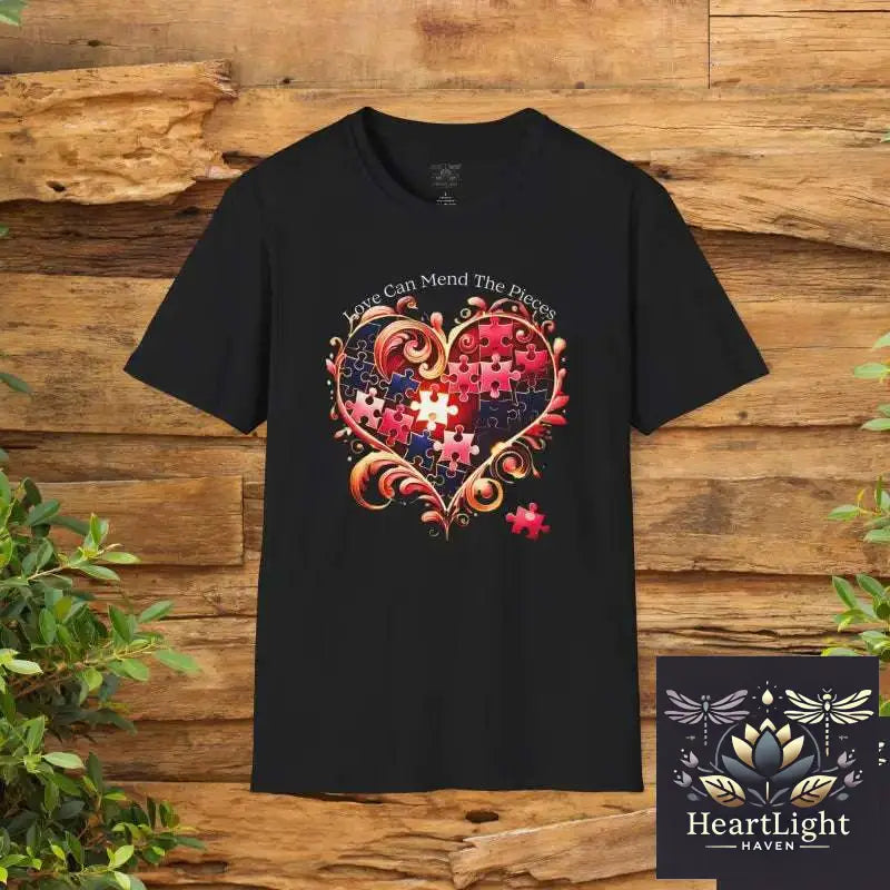 Puzzle Heart Unisex T-Shirt Gift for Puzzle Lovers Valentine’s Day Top Casual Wear Heart Design Tee Relationship Shirt