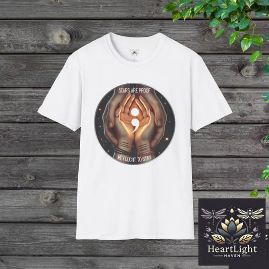 Scars are proof- We fought to stay-Support & Suicide Prevention Awareness Tee - XS / White - T-Shirt