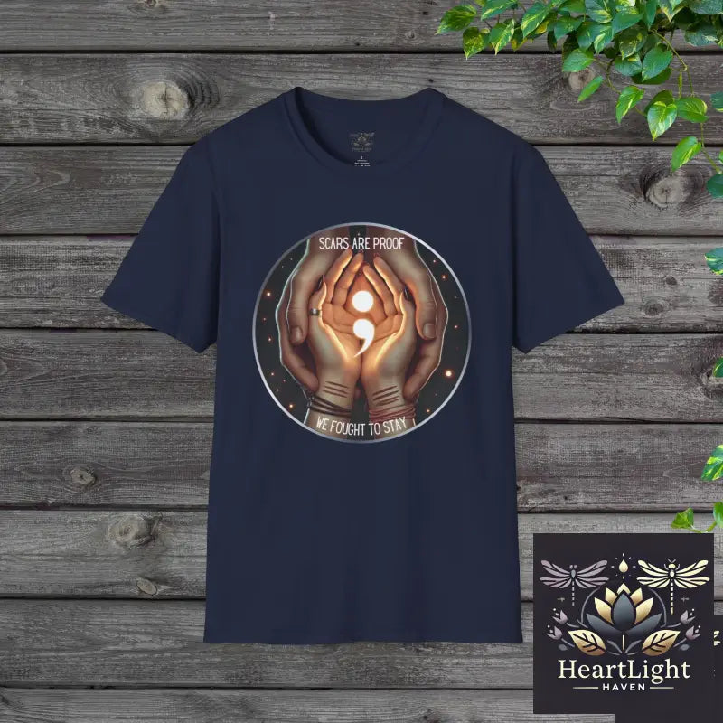 Scars are proof- We fought to stay-Support & Suicide Prevention Awareness Tee - XS / Navy - T-Shirt