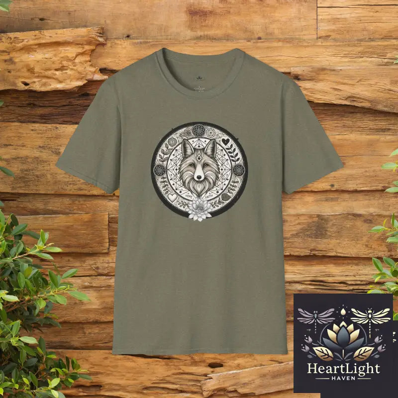 Spirit Animal Fox Mandala T-Shirt | Unisex Tee Embrace Adaptability Wisdom & Hope | Unique Fox Design - S / Heather