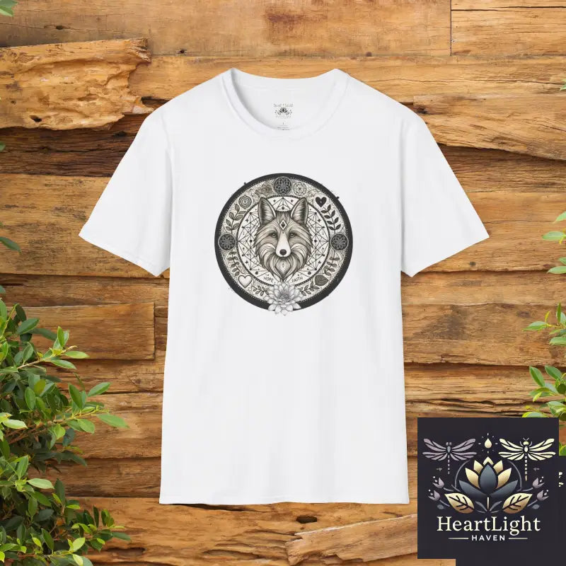 Spirit Animal Fox Mandala T-Shirt | Unisex Tee Embrace Adaptability Wisdom & Hope | Unique Fox Design - XS / White