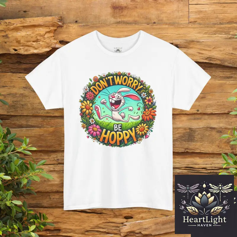 Spring Vibes Tee-Don’t Worry Be Hoppy Fun Graphic T-Shirt Unisex Cotton Tee Cute Animal Shirt Gift for Friends Chill