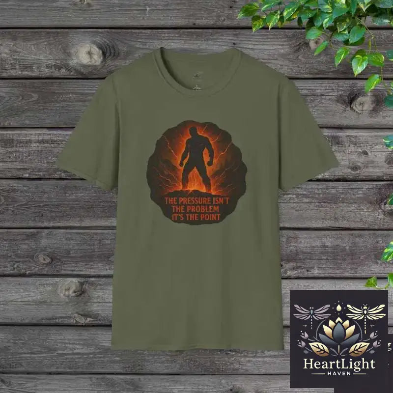 The Pressure Is the Point – Motivational Unisex T-Shirt | Mental Resilience & Growth Mindset Apparel - S / Military