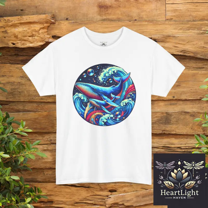 Vibrant Ocean Whale T-Shirt: Artistic Marine Life Design Unisex Heavy Cotton Nature Lover Gift - White / S - T-Shirt