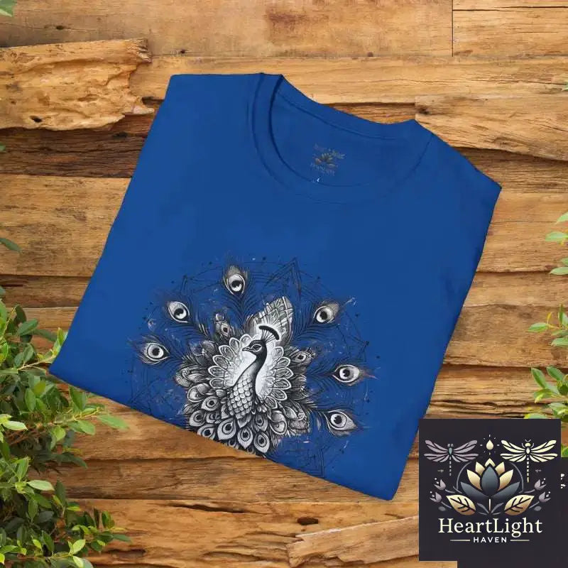 Vibrant Peacock Mandala Unisex T-Shirt: Elegant Boho-Inspired Graphic Tee for Confident Expression - T-Shirt