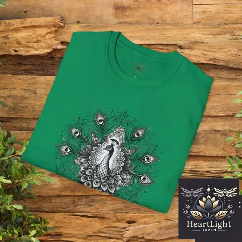 Vibrant Peacock Mandala Unisex T-Shirt: Elegant Boho-Inspired Graphic Tee for Confident Expression - T-Shirt