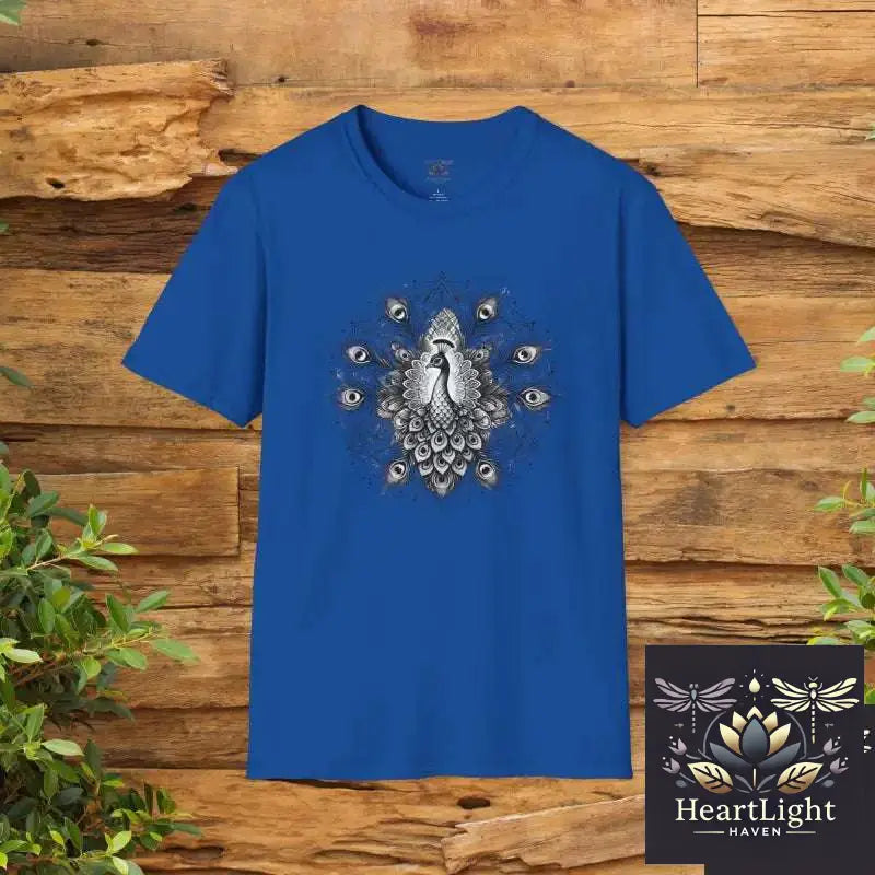 Vibrant Peacock Mandala Unisex T-Shirt: Elegant Boho-Inspired Graphic Tee for Confident Expression - XS / Royal