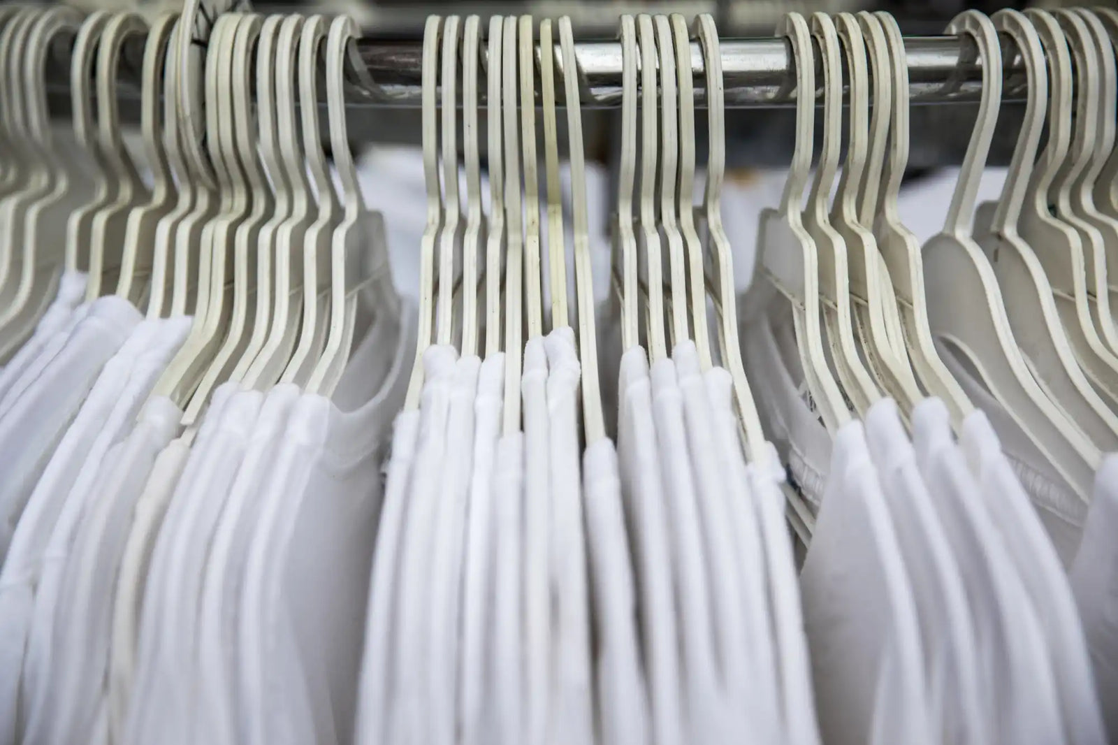 White shirts on hangers.